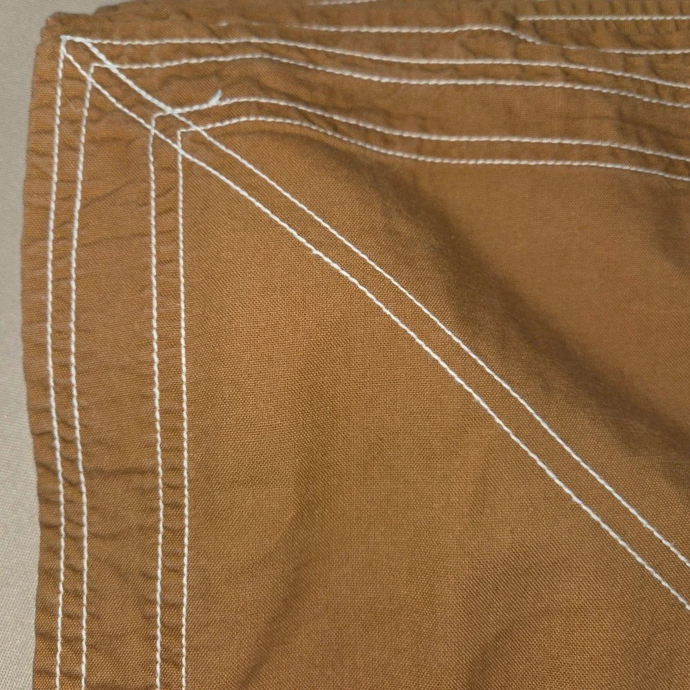 Crate & Barrel Napkins Set of 7‎ Stitched Cotton Canvas Brown New